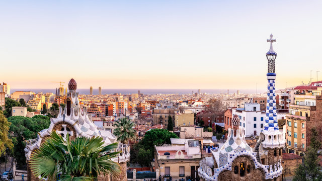 Tramonto su Barcellona da Parc Guell