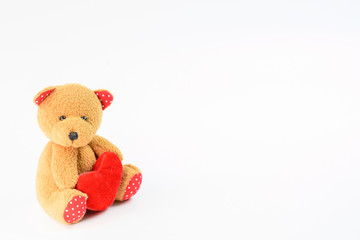 Brown teddy bear on a white background