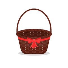 Vector isolated empty basket present with red bow