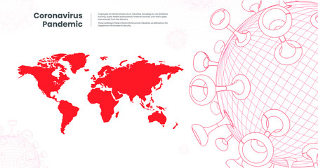 Red Corona virus Pandemic Disease Spreading fast around the World, 3D geometric render design