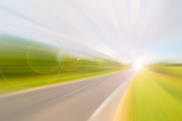 Blurred dynamic background. Speed on the road. Car track in motion.