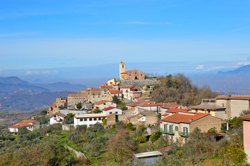 Fototapeta na wymiar Panoramic view of a small village in the province of Caserta, Italy