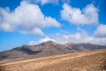 Fototapeta na wymiar mountains and sky in Jandia Natural park, fuerteventura.