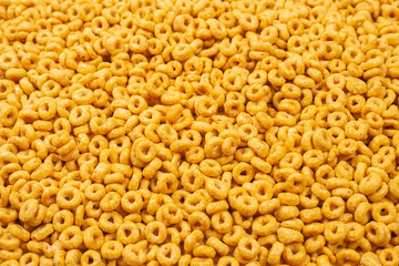 Corn-flakes background and texture. Top view.