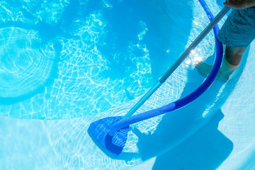 pool cleaning service. pool maintenance tools. high quality shot