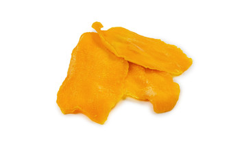 Tasty sugar mango slices background. Top view.