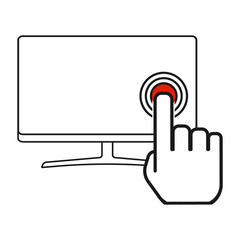 Touch screen icon for app, website. ui etc. Click finger isolated on white background