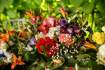 Arrangement of fresh flowers bouquets . Flower delivery