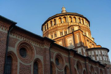 Fototapeta na wymiar Church of Santa Maria delle Grazie in Milan, Italy. Dome