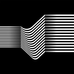 White horizontal stripes isolated on black background