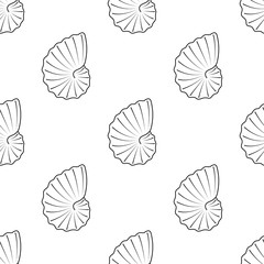 Vector seamless pattern with hand drawn seashells. Beautiful marine design elements for print, packaging, textile, wrapper.