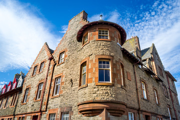 Campbeltown historic building facade. Kintyre peninsula, Scotland