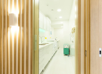 Room for sanitary disinfection in dentistry, view from the door