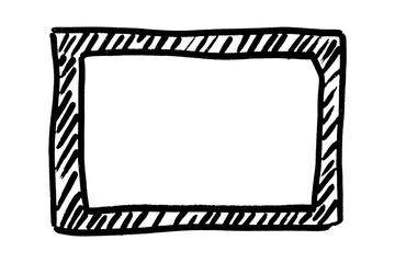 Frame hand drawn in black. Dark border isolated on white background. Monochrome design element. Digitally generated image. Vector illustration, Eps 10.