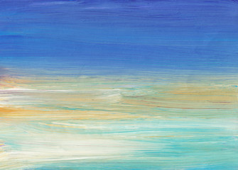 Abstract colorful background painting. Blue, purple, yellow, white ombre backdrop. Contemporary art. © Kseniya