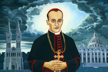 Blessed Alojzije Stepinac, altar painting in the Chapel of Blessed Alojzije Stepinac in Jankomir,...