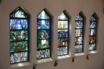 Stained glass window by Sieger Koder in St. John church in Piflas, Germany
