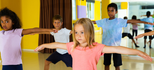 Fototapeta na wymiar Gymnastics lesson in elementary school
