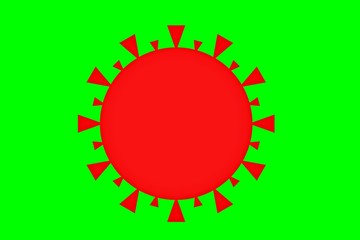 corona virus: red schematic with green background, also suitable for omicron variants.