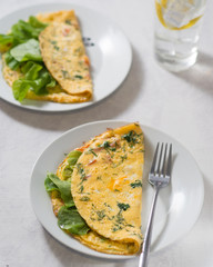 omelet with tomatoes and herbs Breakfast snack