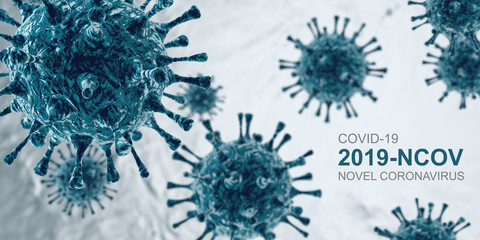 Wirus koronowy - koncepcja mikrobiologii i wirusologii - renderowania 3d - obrazy, fototapety, plakaty