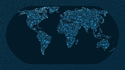 World map connection. Natural Earth 1 projection. World Network. Charming connections map. Vector illustration.