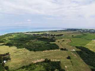 Fototapeta na wymiar 牛の島、ハートアイランド黒島で空からのお散歩をのんびりと