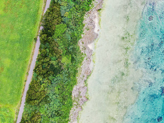 上空から撮影した南国離島黒島の海岸線