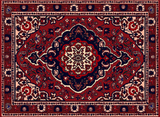 Illustrated Persian carpet original design, tribal texture. 