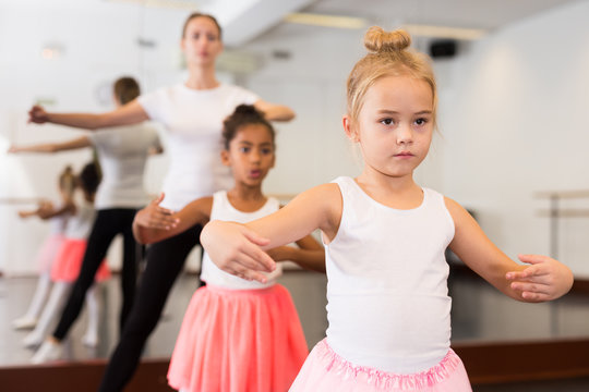 Ballet teacher and two little girls