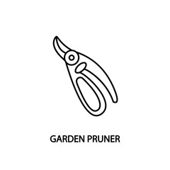 Garden pruner line flat icon. Concept for web banners, site and printed materials. Florist tool for cutting branches and leaves.