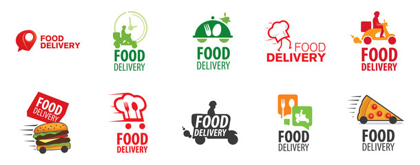 Vector logo of food delivery, courier delivery