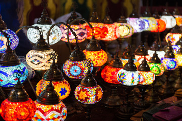 Traditional Turkish colorful lamp, with glass mosaic