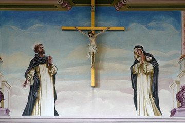 St. Dominic and Blessed Osanna of Cattaro under the cross, Dominican Monastery in Zagreb, Croatia
