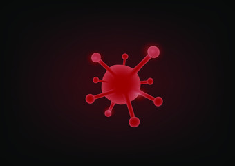 Corona virus vector in red color on black background with copy space for your text. COVID-19 is an infectious disease caused by a new virus.