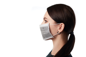 Woman doctor nurse in medical mask, coronavirus covid 19 epidemic disease illness protection...