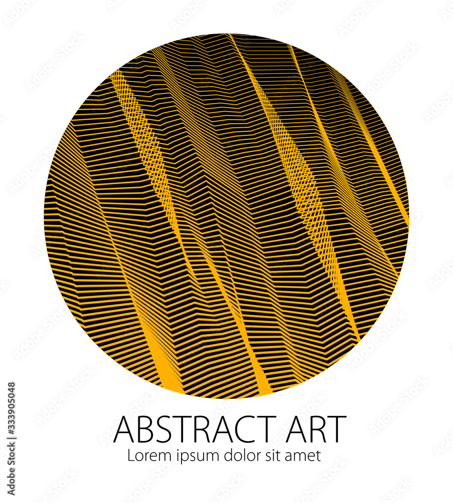 Aufkleber design artistic element of great lines surface texture in a shape of circle. vector abstract 3d pers