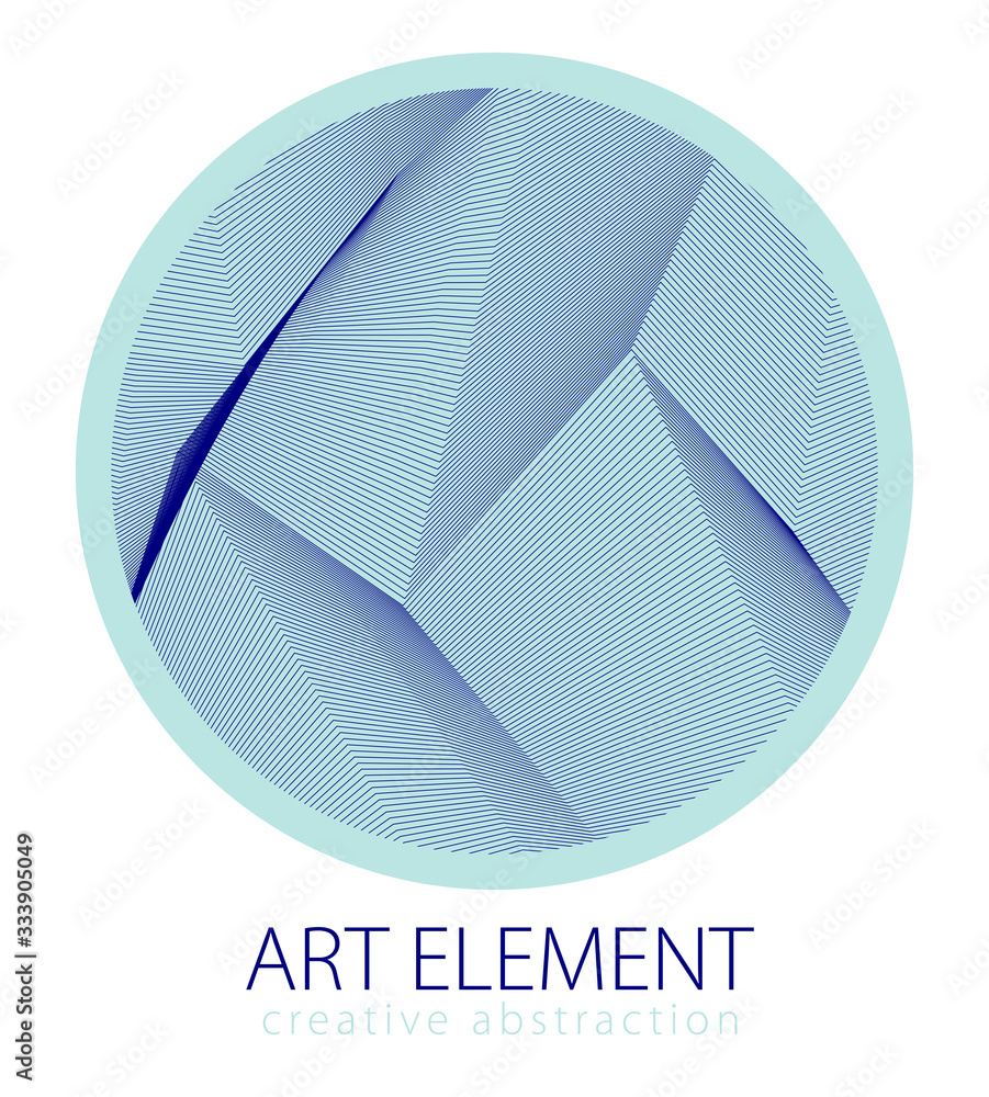 Aufkleber design artistic element of great lines surface texture in a shape of circle. vector abstract 3d pers