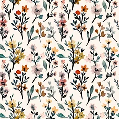 Abwaschbare Fototapete Vintage Blumen wildes Blumenaquarell nahtloses Muster