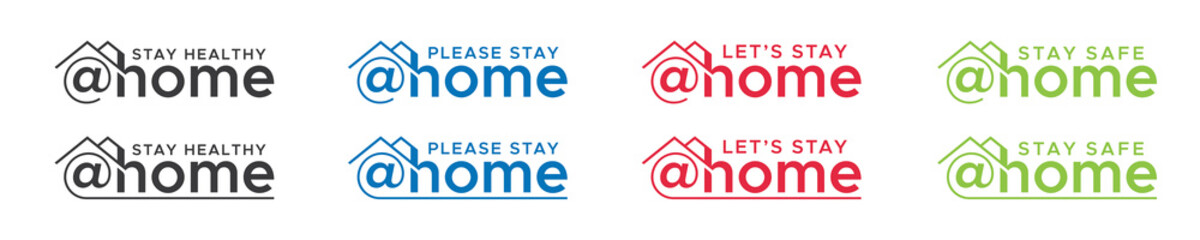 Stay healthy at Home. Please stay at safe. Let's stay at home. Stay safe at Home. Flat vector icon for apps and websites.