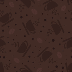 Obraz premium Hot Coffee Cup and Saucer Vector Seamless Pattern