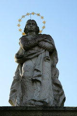 Fototapeta premium Our lady of Volavje, statue on the Church of Our lady of Volavje in Volavje, Croatia