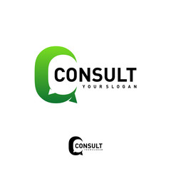 Business consulting logo template. Speech bubble vector design. Consult logotype