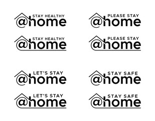 Stay healthy at Home. Please stay at safe. Let's stay at home. Stay safe at Home. Flat vector icon for apps and websites.