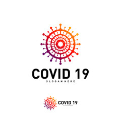 Covid-19 Coronavirus concept design logo. World Health organization WHO introduced new official name for Coronavirus disease named COVID-19, dangerous virus vector illustration