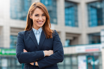 Portrait of young business woman outdoor