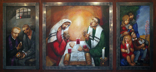 Supper at Emmaus by Sieger Koder, altar in Church of St. Albert the Great in Paris, France