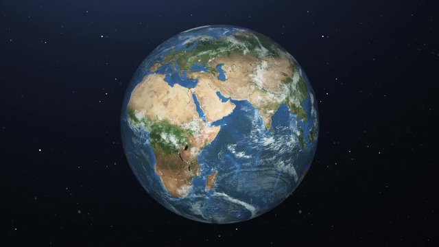 Earth globe with transparent night map of earth slow rotates around its axis, seamless futuristic technology animation of digital world