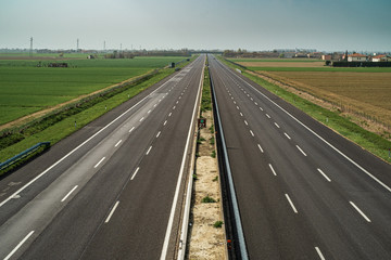 03/28/2020 - North Italy, Bologna province: A14 highway with no traffic