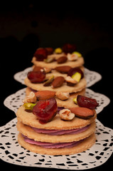 two colors sandwich biscuits, pink and white